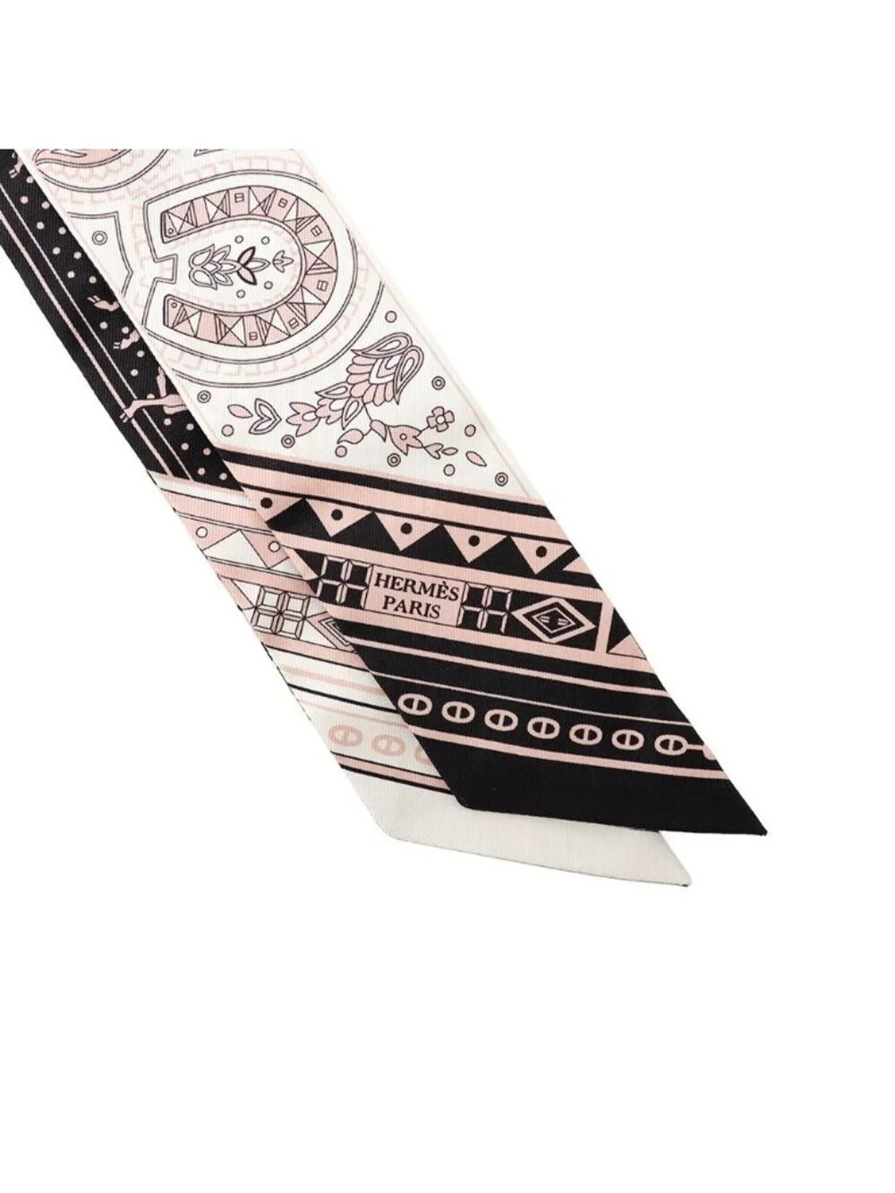★SOLD★ Hermes Scarf Cheval de Coeur Bandana Black White - Picture 4 of 10